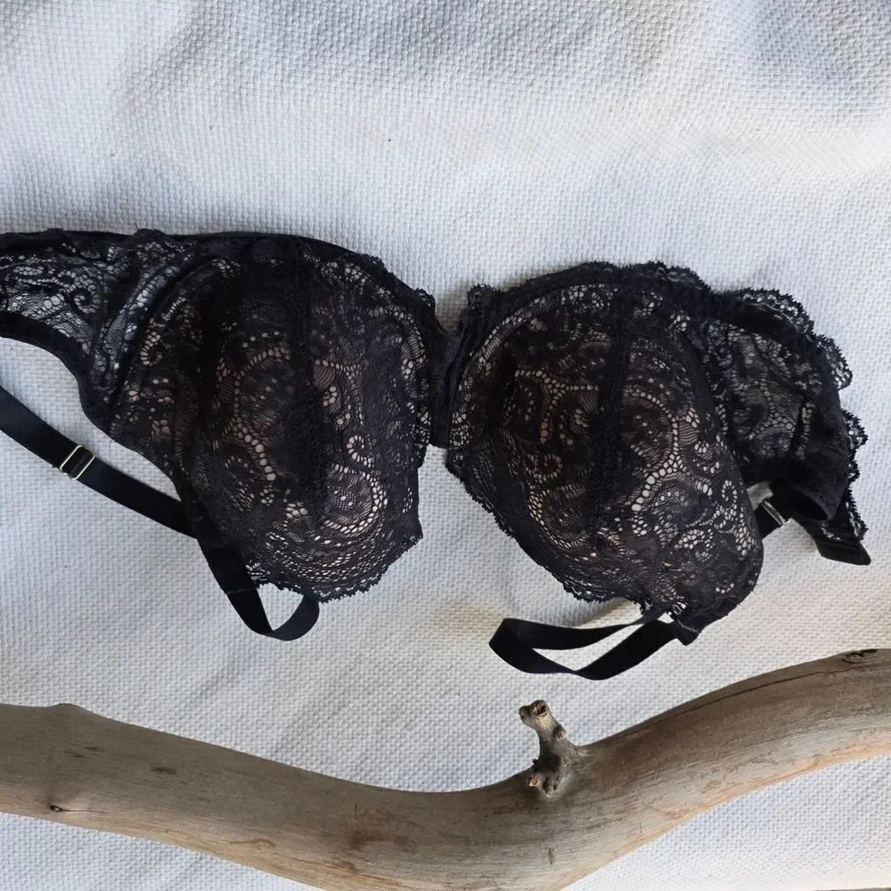 Third Love Lace Balconette Black Lace Bra